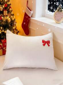 Cut Bow Embroidery Christmas Decorations For The Bedroom Duvet Cover Set, White Bedding Set 3pcs,Including 1 Duvet Cover And 2 Pillowcases, Ultra Soft Breathable Chic Comforter Cover