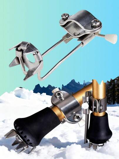 1个拐杖冰爪，不锈钢雪杖冰爪，防滑拐杖配件，适合老年人户外冰雪使用，适用于直径15-30毫米的拐杖和登山杖。