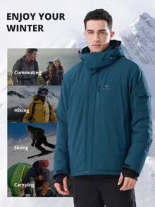 CAMEL CROWN Áo khoác trượt tuyết mùa đông chống thấm nước dành cho nam, có lớp lót giữ ấm, chống gió và chống tuyết, thích hợp cho các hoạt động leo núi và đi bộ đường dài ngoài trời. - Màu xanh lam - Xem 7