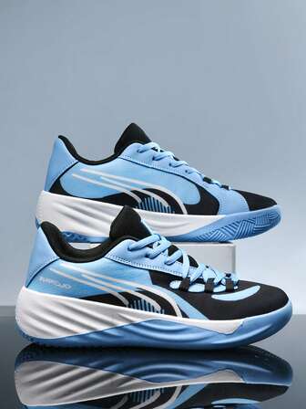 1 Pair Men's Outdoor Basketball Shoes, Fashionable Casual Sports Sneakers, Low-Top Lace-Up Outdoor Running Shoes