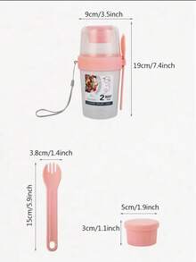 1 pieza Taza para llevar desayuno, tazas para ensalada, contenedores portátiles para yogur, cereales, avena, bocadillos, parfait, con tapa y tenedores, accesorios de viaje, contenedores para el almuerzo - Multicolor - Ver 2