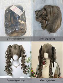 alicegarden 1 顶合成耐热卷发长假发，带刘海，28 英寸长，编织自然逼真，适合日常佩戴（不含配件） - 深灰色 - 查看 10