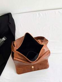 Women's Bag Retro Large-Capacity Bag Women's Autumn/Winter 2024 New Fashion Western-Style Messenger Bag With Simple Texture And Shoulder Tote Bag., Retro Inspired Bag For Women, Perfect For Rodeo Occasion, New Arrival Tote Bags For Woman - 棕色 - 查看 3