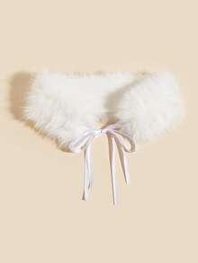 1 Dây thắt lưng màu trắng mờ phong cách Boho, Thắt lưng lông giả cổ điển Y2K, Phụ kiện gợi cảm, Thích hợp cho áo khoác, quần jean, váy, trang phục hàng ngày, tiệc tùng, Halloween - Lông trắng - Xem 2