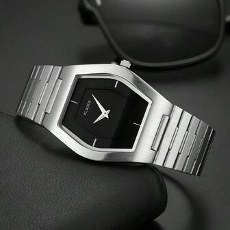 Reloj de cuarzo clásico de acero inoxidable dorado de lujo con diseño de barril de vino PLADEN para hombres y mujeres