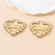 1 Paar stylische, übertriebene amerikanische Hip-Hop Sternzeichen & Buchstaben Creolen, Geburtstagsgeschenk - Goldgelb - Übersicht 4