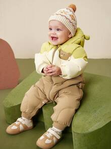 mini bala Barnens trippelskyddande dunsnöoverall vinter 2025, söt babysparkdräkt - Aprikos gul - Visa 2