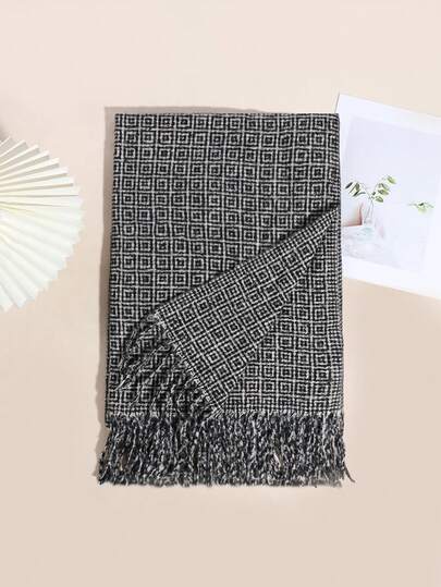 1pc Men's Fashion Plaid Pattern Scarf, Warm And Windproof For Autumn/Winter, Suitable For Daily Wear, Commuting And Work