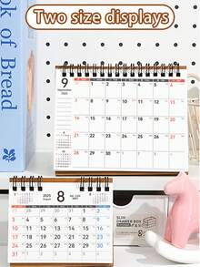 2026新款简约双线圈翻页桌面日历备忘录记事本办公用品2025-2026计划本 - 單件 - 查看 11