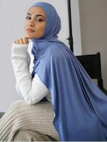 1件装女士加大码针织头巾，柔软纯色优质棉质针织发带，适合穆斯林日常佩戴，斋月和开斋节期间也可佩戴。