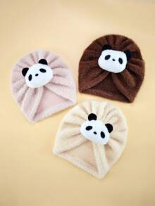 2件套婴儿冬季卡通发带帽+袜子套装，0-6个月，柔软绒面帽袜组合，保暖婴儿头饰套装 - 彩色 - 查看 9