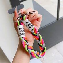 Correa de muñeca de cordón trenzado de nailon de colores, llavero de cuerda sólida de color contrastante corto - Multicolor - Ver 19