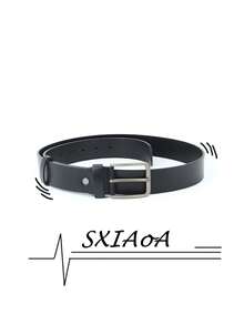 Curea din piele PU pentru bărbați, cu cataramă din aliaj cu design minimalist SXiAoA, culoare solidă, casual, retro, potrivită pentru blugi și ținute casual - Negru - Vizualizare 1