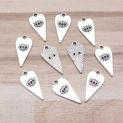 12pcs Water Drop Evil Eye Pendant Heart Shaped Charms, Suitable For DIY Earrings, Bracelets, Anklets, Necklaces, Clothing Accessories