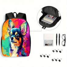 1pc, Cartoon Style Dog Backpack, Large Capacity 17inch Casual Backpack With Water Bottle Holder - Lightweight And Durable School Backpack, Autumn Gift, Autumn Home Decoration, Unisex Work Commute Travel Picnic Holiday Birthday Gift, Adjustable Shoulder Straps, Bright Printed Pattern, Suitable For School Backpack, Unique Gift For Family And Friends, Halloween, Father's Day, Christmas, Thanksgiving - Mixed Colors - View 7