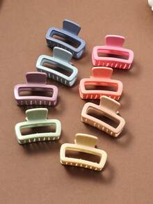 8pcs/Set Medium & Large Size Women's Square Claw Clips, Black & Brown Wavy Hair Clips, Casual Fashion Hair Accessories Fall Winter For Vacation Outfits Woman Summer Outfits - Multicolor - View 5