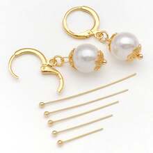 50pcs 16/20/25/30/35mm Elegant Classic DIY Jewelry Findings Kit Copper Plated 18K Gold, Thick Silvery & Platinum Ball Head Pins With Floral Pearl Seats Perfect For Bracelets, Necklaces, Earrings, Wedding & Party - Multicolor - View 5