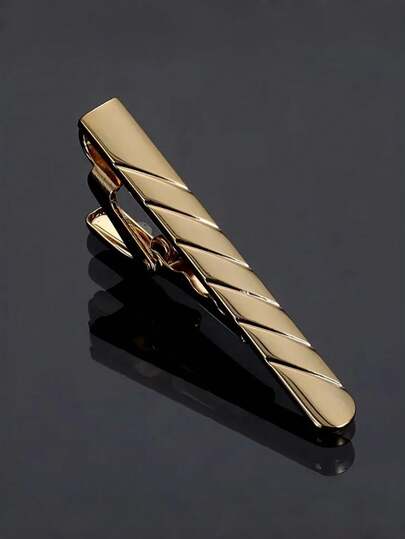 1pc Bestselling Personalized Business Gold Men's Formal Wear Short Tie Clip, Simple & Fashionable Tie Clip 5cm, Daily Wear, Business Attire, Fashionable Clip, Geometric Pattern, Polished Appearance, Tie Holder, Business Professional, Fashionable Men