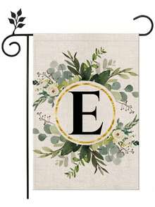 1 Piece/Linen Letter Flower Garden Flag 12x18 Inches Double-Sided Family Surname Letter Courtyard Flag, Suitable; Birthday, Theme Party Outdoor Garden Decoration, Autumn Garden Flag, Halloween Garden Flag, Christmas Garden Flag, Autumn, Halloween, Christmas Decoration - 彩色 - 查看 14