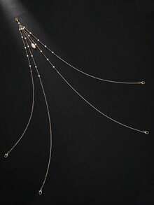 1pc Gold Sexy Bikini Body Chain, Faux Pearl Delicate Waist Chain, Club Party Jewelry For Women - 黃金2 - 查看 3