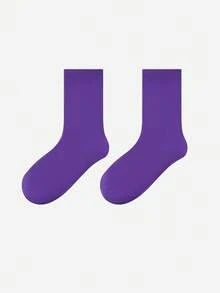 LUVLETTE 1雙女士休閒商務日常穿著寬鬆襪，戶外步行旅行百搭，秋季襪 - 紫色 - 查看 9