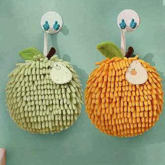 2条装水果绒面手巾：柔软、吸水性强、装饰性高，适用于厨房或浴室