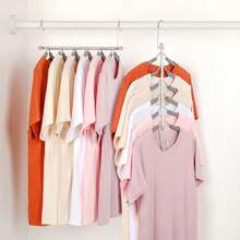 Clothes Hanger Space Saving, 6 Tier Shirt Coat Hangers Space Saving No Bump Shoulder Hangers With No Slip Foam Padded Closet Organizers And Storage For Men And Women 2 Pack CT64G,Gray2Pack - 灰色2包 - 查看 8