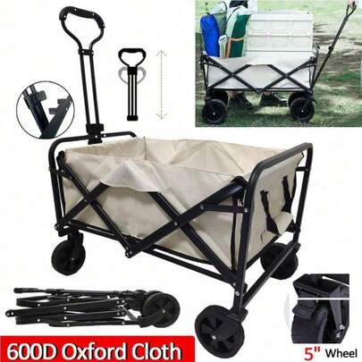 Large Foldable Outdoor Garden Beach Camping Trolley Cart 4 Wheel UK