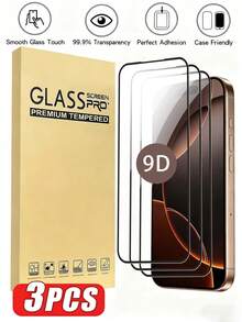 3pcs Full Coverage High Definition Anti-Scratch Anti-Dust Tempered Glass Screen Protector, Compatible With 17 Pro Max/17/17 Pro/17 Air/16 Pro Max/16/16 Plus/16 Pro/15 Pro Max/15/15 Pro/15 Plus/14/13/12/11/XS/6/7/8 Plus/SE2/SE3. Birthday, Family, Friend Gift, Phone Screen Protector, Phone Accessories, Waterproof, Shockproof, Anti-Fall, Anti-Fingerprint. - Clear - View 10