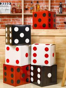 Pudełko na 3 kostki do gry, gigantyczne pudełko na imprezę w stylu Vegas, dekoracja na przyjęcie urodzinowe, dekoracja balu maturalnego, rekwizyty do fotobudki, pudełko na upominki, artykuły do pakowania prezentów, artykuły na środek stołu, ozdoby stołowe, upominki na przyjęcie, dekoracje tła na przyjęcie świąteczne, rekwizyt na wieczór gier - sito - Zobacz 1