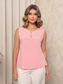 ALETHEIA - Lightweight Tank Top In Viscose Fabric With A Delicate Tube Neckline. Women's Blouses, Mom Blouses. - 淡粉紅色 - 查看 6