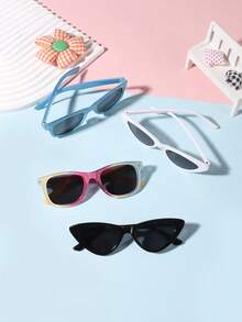 1 Set, 4 PCS Boys And Girls Ages 4-8, Colorful Casual Rectangular And Retro Star Print Cat Eye Fashion Glasses, Suitable For Holidays, Outings, Outfit Matching, And Festival Gifts With Glasses Box - Nhiều màu - Xem 3