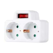 CILIA 1/2pcs 2-In-1 European Standard Adapter Plug With 2 Schuko,EU To German Plug Adapter With On/Off Switch, 16A 250V 3500W, White, For Home, Travel, Office Use