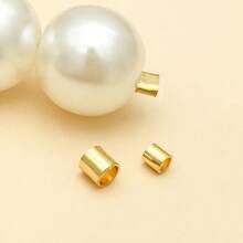 100颗1.5x1.5mm和2x2mm优雅简约镀金18K铜及加厚银色和铂金色珠子管，饰以珍珠，是制作婚礼和派对手链、项链和耳环的优质DIY配件。 - 彩色 - 查看 10