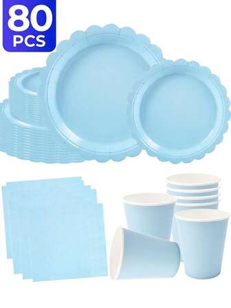 20/40/60/80/100 Disposable Cutlery Set, Including 7-Inch Paper Tray, 9-Inch Paper Tray, 9-Ounce Cup, Napkins, Suitable For Daily Gatherings, Birthday Parties, Bridal Showers, Baby Showers, Clubs, Weddings, Tea Parties, Picnics, Outdoor Outings, And Themed Parties. Kitchen And Restaurant Supplies, Paper Trays, Paper Cups, Tissues, Celebratory Events, Disposable Paper Trays, Disposable Paper Cups, Surprise Parties, Birthday Decorations