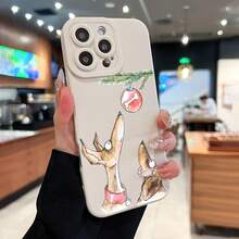 Funda para móvil con adorno navideño de perros. Compatible con teléfonos ,  17,  16 Pro Max,  15 Pro Max,  13 y  12. Fabricada en TPU para una protección eficaz contra golpes y caídas. Un regalo ideal para familiares, amigos, seres queridos, parejas y para Navidad. - Blanco - Ver 6