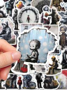 50 Stücke Retro Straßen Graffiti Stil Aufkleber für Urlaubsparty Dekoration, Schulanfang, Klassenprämie, Geburtstagsgeschenk, Skateboard, Gepäck, Fahrrad, Roller, Gitarre, Zeitplanbuch, Wasserflasche, Aufkleber - Material: PVC, Muster: Cartoon, Farbe: Gemischt, Oberflächenempfehlung: Kunststoff, Glas, Metall, Keramik, Montagetyp: selbstklebend, Wiederverwendbarkeit: Einmalgebrauch, Form: Unregelmäßig, Markenname: YWWBLD