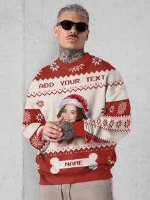 Customized Men's Hoodie, Can Customize Patterns Such As Portrait, Family Members, Pets, Cartoons, Holiday Themes, Suitable For Christmas - Multicolor - View 3