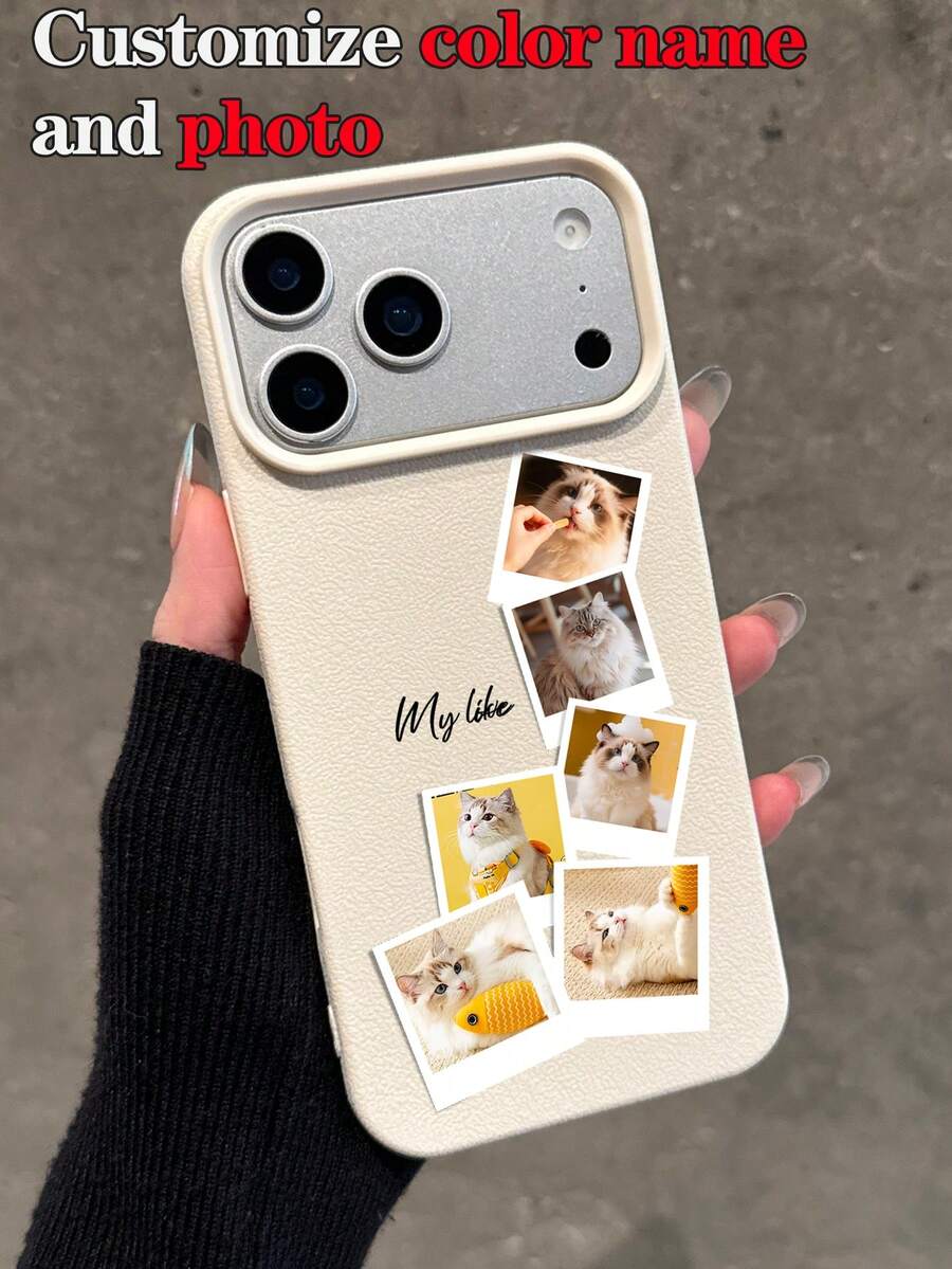 1pc Customized Cute Pet Dog Interactive Multi-Photo Design Phone Case Protective Cover Suitable For S22 S23 S24 S25 Ultra A13 A14 A15 A16 A53 A54 A55 A56 A05 A04 - Khaki - View 1