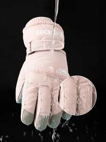 1 Pair Kids Ski Gloves, Cartoon Dinosaur Design, Thermal Lined, Thick, Windproof, Waterproof, Warm Winter Snow Play Mittens - 1Pair - View 9