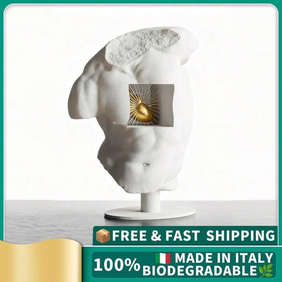 ORIZZONTE Modern Sculpture With Suspended Heart – Contemporary Artistic Decoration – Unique Gift Idea – 100% Made In Italy, Shipping From Italy - 金心 - 查看 1