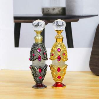 1 pieza Recipiente recargable y reutilizable de 0.2oz/6ml, solo lavar a mano, accesorio de tocador para decoración del hogar, regalo para mujeres y niñas, esencial para el hogar y los viajes, accesorio de cuidado personal para damas, elegante botella de almacenamiento de fragancias, decoración delicada, accesorio de cosmética de alta calidad (vacío, sin fragancia)