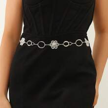 欧美风配饰 - 镂空十字架吊坠波浪侧腰链，性感多层身体链配饰，秋季、万圣节