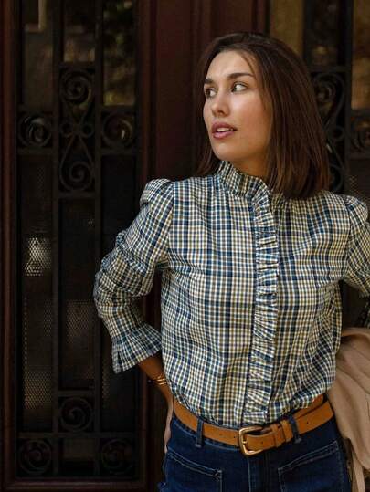 Ladies' French Mini Floral Patchwork Lace Long-Sleeved Shirt