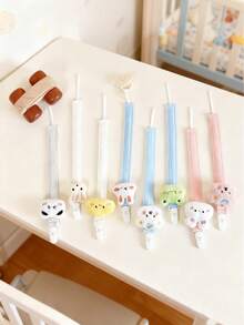 1pc Newborn Cartoon Plush Pacifier Clip, Baby Pacifier Holder Chain, Infant Doll Anti-Lost Strap (Random Color/Style) - Multicolor - View 2