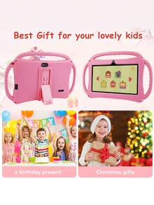 Qetupa 3pcs 7-Inch Kids Tablet, 32GB ROM, 3GB RAM, Android 13.0, 2.4G WiFi, GMS, Eye Protection, Camera, Parental Control, Pre-Installed Apps, Educational Games, Rechargeable Battery, Fun Design, Plastic Shell (Adapter Not Included) - Pink - View 2
