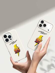 1pc Fashionable Minimalist Numeric Lightning Slogan Pattern Liquid Silicone Shockproof Soft Phone Case, Compatible With Apple 11/12/13/14/14Plus/15/15Plus/16/16Plus/17/17Pro - Multicolor - View 3