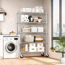 5 - Shelf Storage Shelves, Wire Shelving Heavy Duty Metal Storage Shelving Unit Adjustable Garage Shelving Rack Pantry Kitchen Black, 5 Tier, 17. Inch Dx 47.2 Inchx 76. Inch H - 五層置物架,尺寸:深 17.7 英吋 x 寬 47.2 英吋 x 高 76.7 英吋 + 鍍鉻 - 查看 7