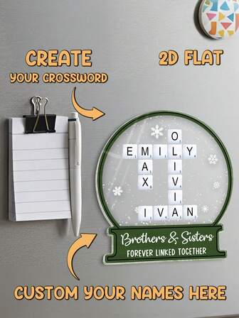 Catygift Personalized Family Snow Globe Crossword Puzzle, Custom Christmas Gift For Parents, Home Decor, Unique Keepsake With Names