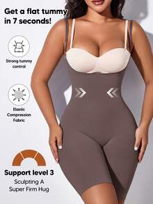 Women's Seamless Jumpsuit With Chest Exposure, Abdomen Control And Buttock Lift, Breathable, Suitable For Underwear Wear - Brown - View 5